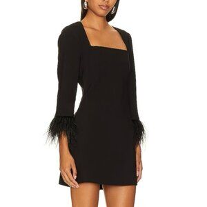 Likely Feather-Trim Black Mini Dress